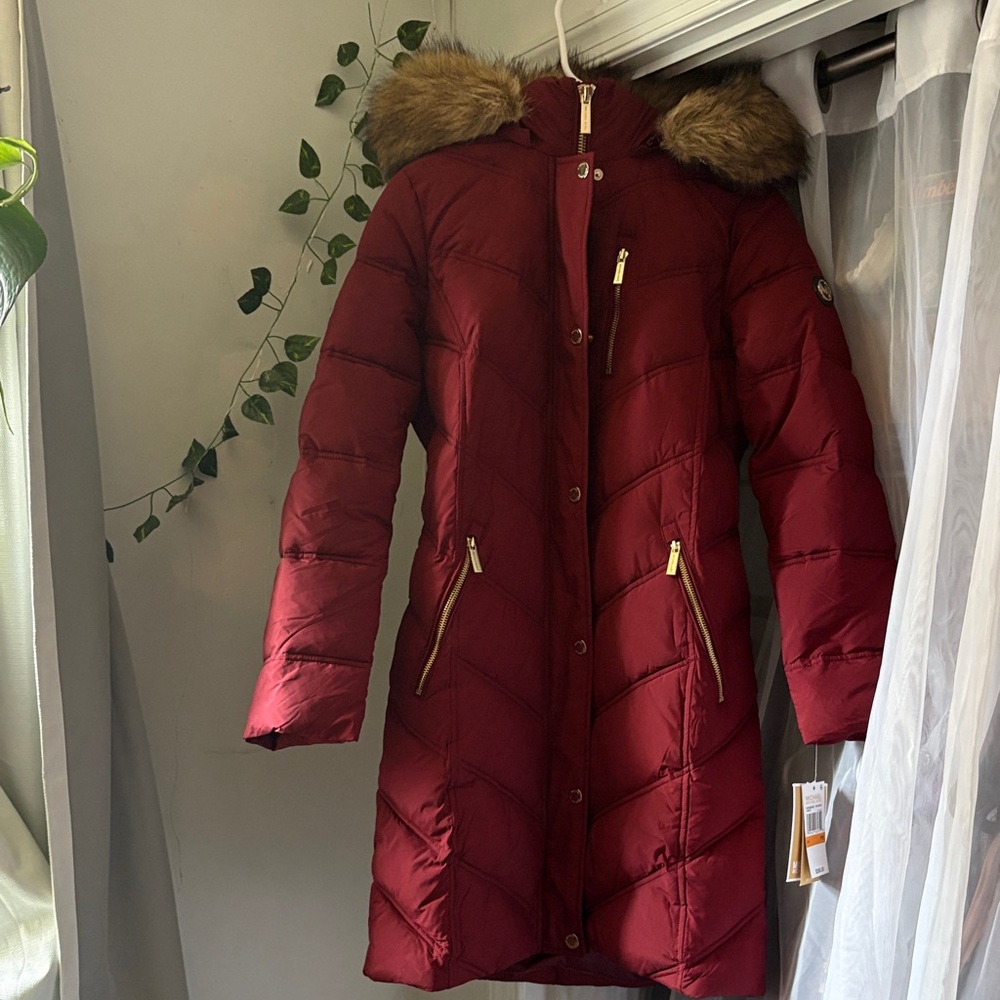 Burgundy Michael Kors Coat - Picture 1 of 5